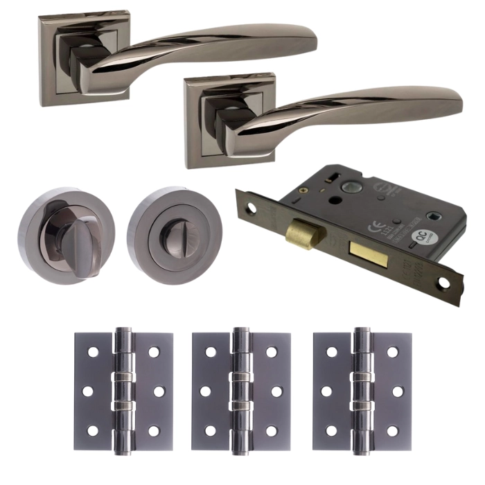 Oklahoma Door Lever Round Privacy / WC - Black Nickel Pack