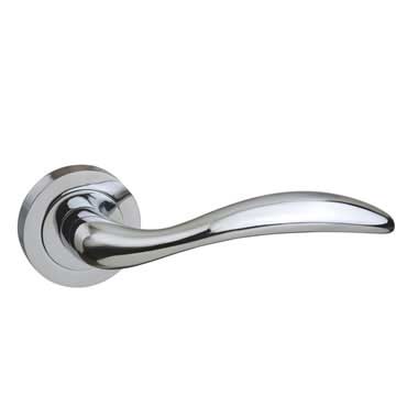 An image of Ancon Lever On Round Rose - Polished Chrome