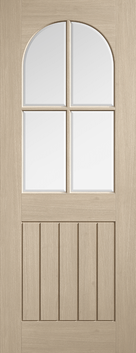 An image of Mexicano Arched Square Top Glazed Prefinished Blonde Oak Door