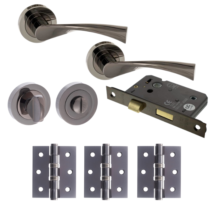 An image of Colorado Door Lever - Black Nickel Privacy WC pack (Round)