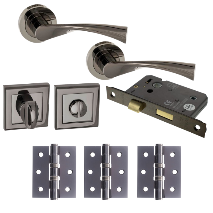 An image of Colorado Door Lever - Black Nickel Privacy WC pack (Square)