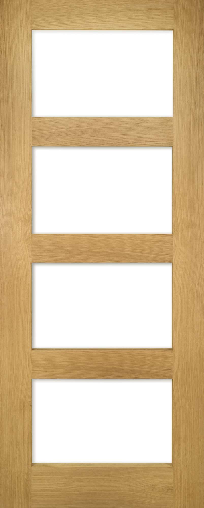 An image of Coventry Four Panel Shaker Glazed Contemporary Oak Internal Door