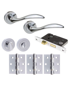 Ancon Door Lever Round Privacy / WC - Polished Chrome Pack