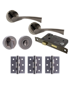 Colorado Door Lever Round Privacy / WC - Black Nickel Pack