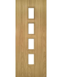 Galway Glazed Vertical Panel Oak Fire Door