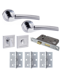 Florida Door Lever Square Privacy / WC -  Satin Chrome / Polished Chrome Pack