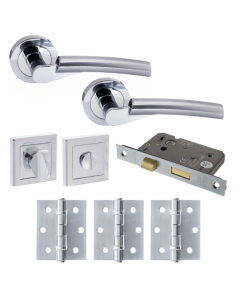 Florida Door Lever Satin Chrome/ Polished Chrome Privacy/WC Pack (Square)