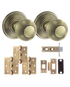 Beehive Door Knob - Antique Brass Pack