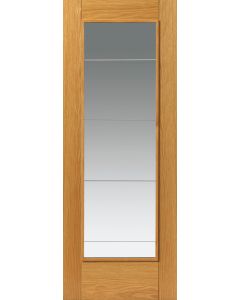 Medina Prefinished Oak Etched Glazed Internal Door