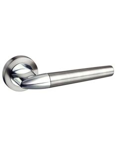 Toulon Lever On Round Rose - Satin Nickel / Polished Chrome