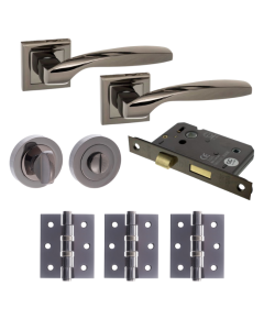 Oklahoma Door Lever Round Privacy / WC - Black Nickel Pack