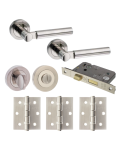 Palermo Door Lever Round Privacy / WC - Satin Nicklel / Polished Nickel Pack