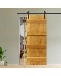 Solid Oak 4 Ledge Single Sliding Barn Door Kit