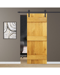 Solid Oak Ledged 'Hidden Fixings' Single Sliding Barn Door Kit