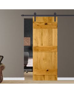 Solid Oak Single Sliding Barn Door Kit