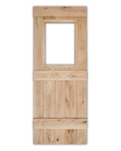 Solid Oak 3 Ledge Glazed Rustic V-Groove Cottage Door