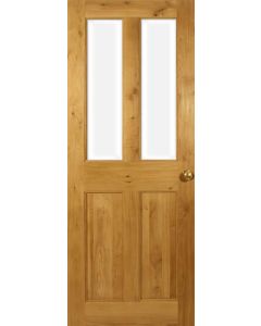 Victorian 4 Flat Panel Half Glazed Solid Oak Door