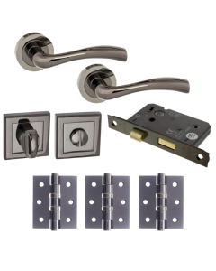 Texas Door Lever Square Privacy /  WC - Black Nickel Pack