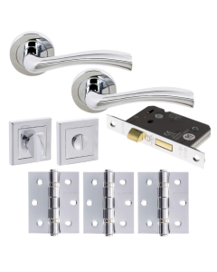 Texas Lever On Round Rose - Polished Chrome privacy/WC Pack (Square)