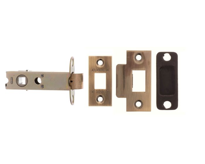 3" Heavy Duty Double Spring Internal Door Latch - Antique Brass