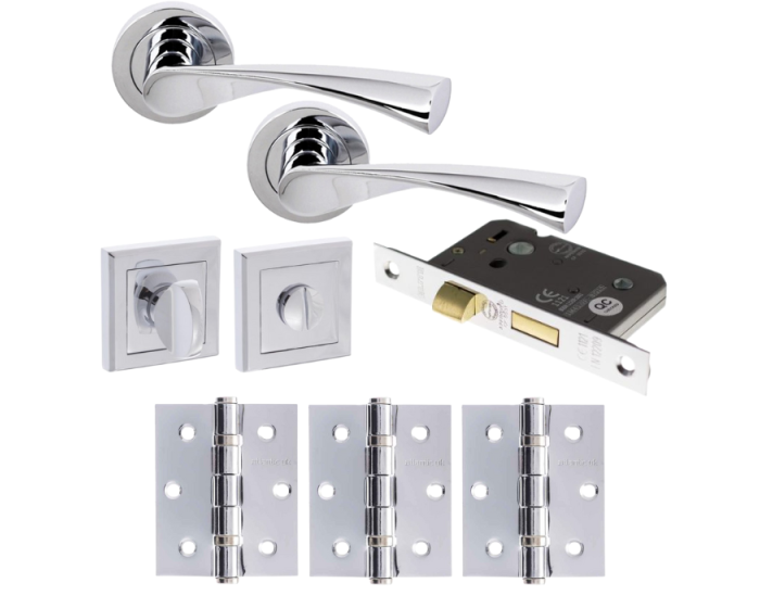 Colorado Door Lever Square Privacy / WC - Polished Chrome Pack