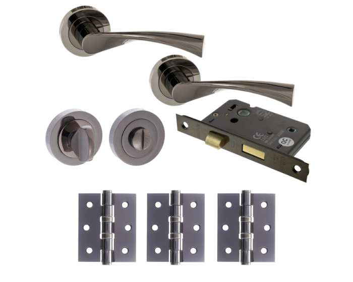 Colorado Door Lever Round Privacy / WC - Black Nickel Pack