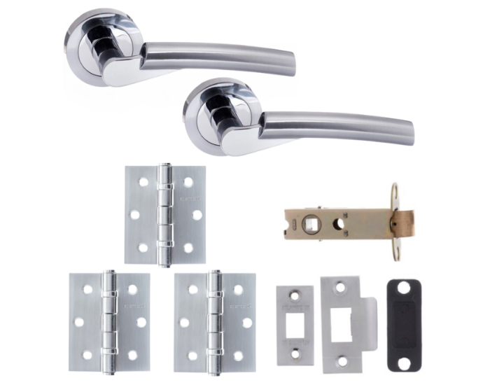 Florida Door Lever -  Satin Chrome / Polished Chrome Pack