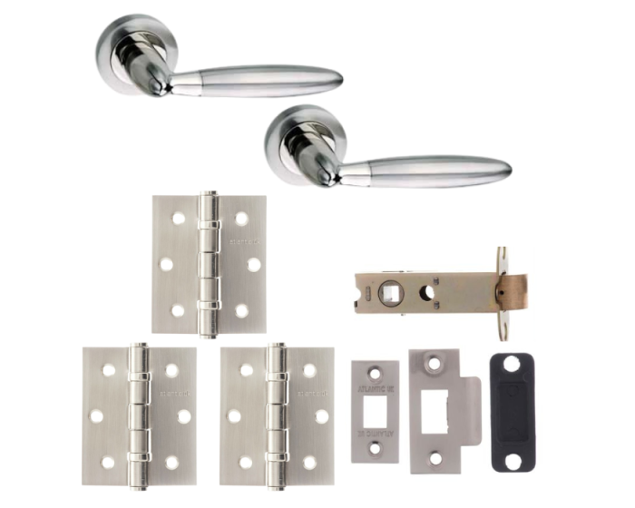 Gibraltar Door Lever - Polished Nickel / Satin Nickel Pack