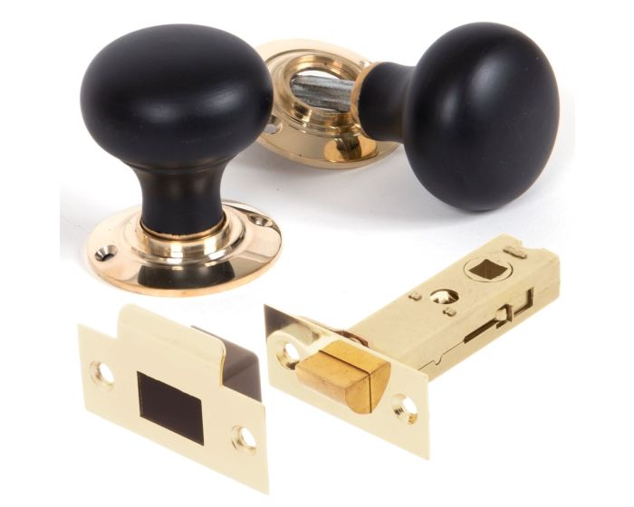 Bun Door Knob Pack - Wood & Polished Brass