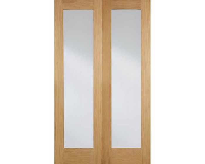 Pattern 20 Oak Clear Glazed Internal Door Pair