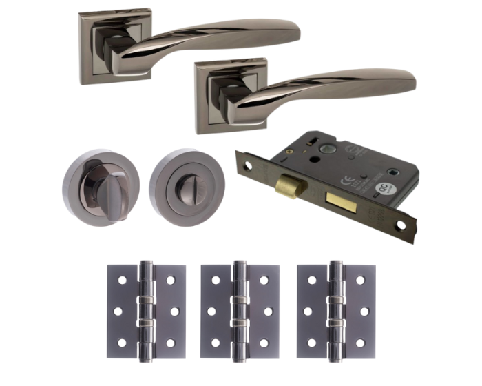 Oklahoma Door Lever Round Privacy / WC - Black Nickel Pack