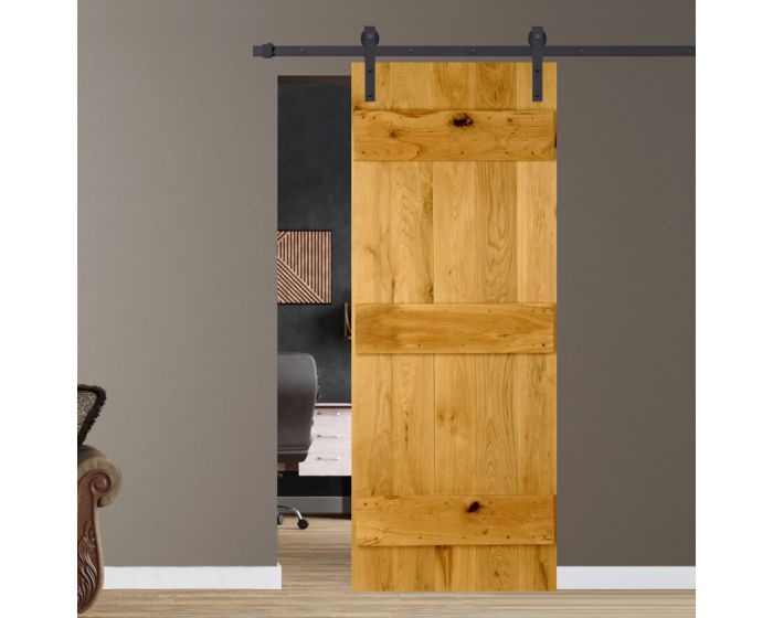 Solid Oak Single Sliding Barn Door Kit