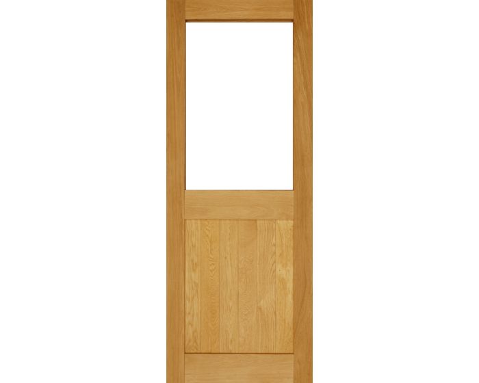 External Prefinished 2 Panel Half Unglazed Solid Oak Door