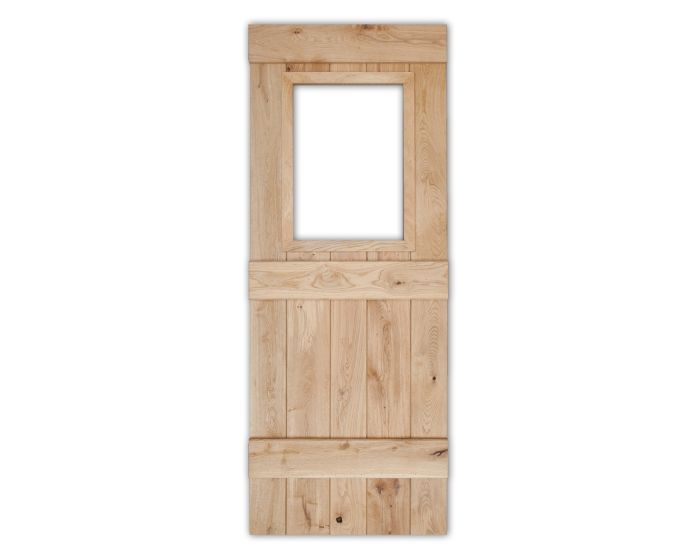 Solid Oak 3 Ledge Glazed Rustic V Groove Cottage Door