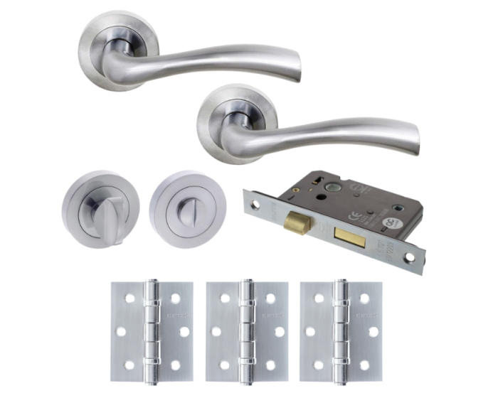 Texas Door Lever Square Privacy / WC - Satin Chrome Pack