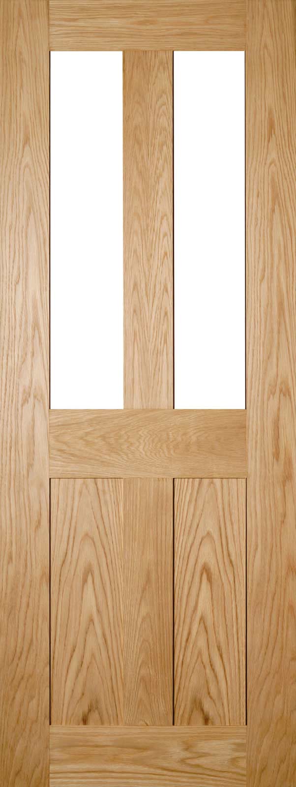 An image of Eton Internal Unfinished 4 Flat Panel Glazed Oak Victorian Door