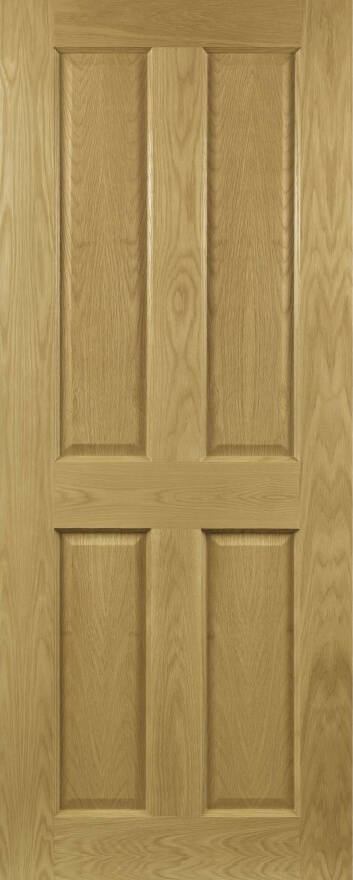 An image of Bury Victorian Four Panel Prefinished Internal Oak Door