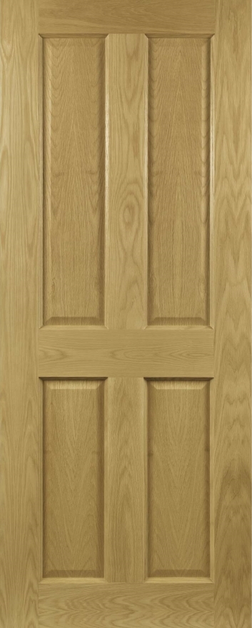 An image of Victorian Four Panel Bury Traditional Oak Internal Fire Door