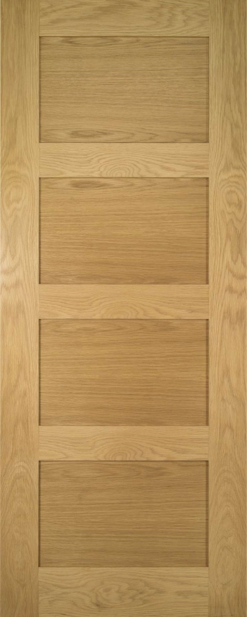 An image of Coventry Shaker 4 Panel Veneer Oak Unfinished FD30 Fire Door