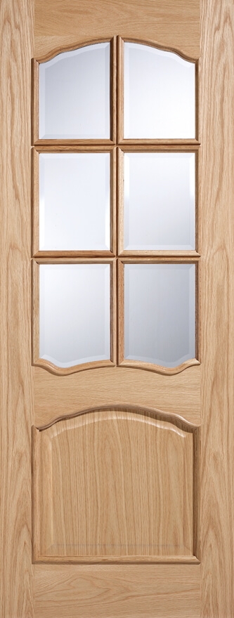 An image of Louis Traditional Clear Bevelled Glazed Unfinished Oak Internal Door