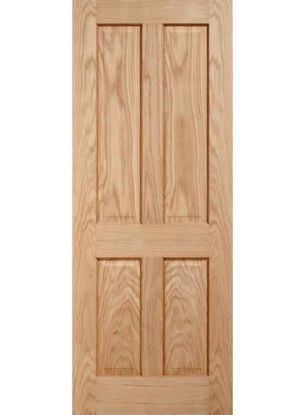 An image of Victorian 4 Panel Vintage Veneer Interior Oak FD30 Rated Fire Door