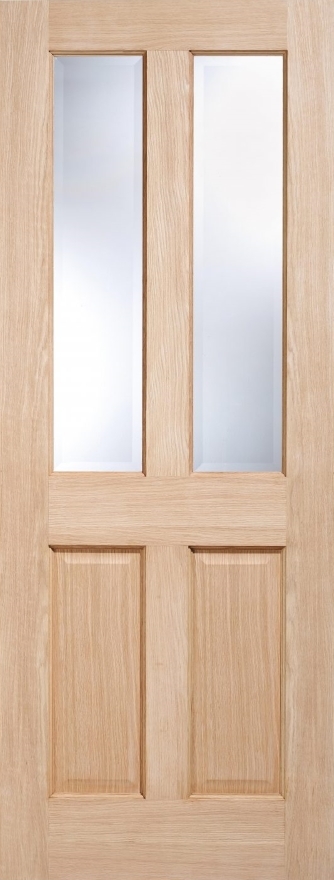 An image of Victorian 4 Panel Glazed Veneer Oak Door
