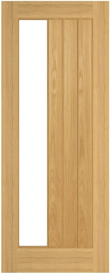 An image of Ely Prefinished Oak 1SL Glazed FD30 Fire Door