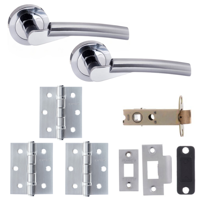 An image of Florida Door Lever Satin Chrome/ Polished Chrome Pack