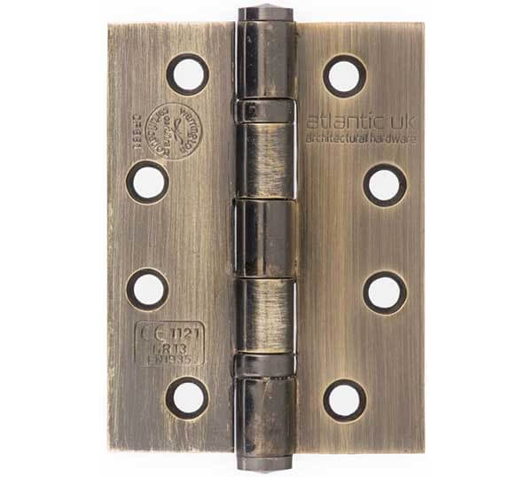 An image of 4 inch FD30 Rated Butt Hinge - Antique Brass