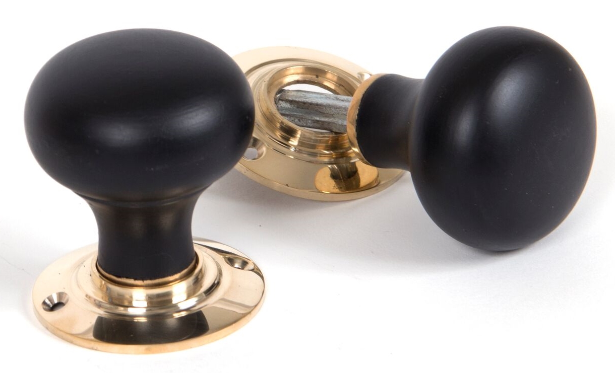 An image of Ebonised Wooden Bun Period Door Knob