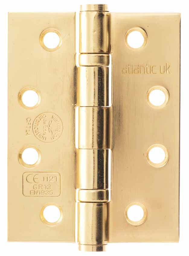 An image of 4" Polished Brass FD30 Rated Butt Hinge
