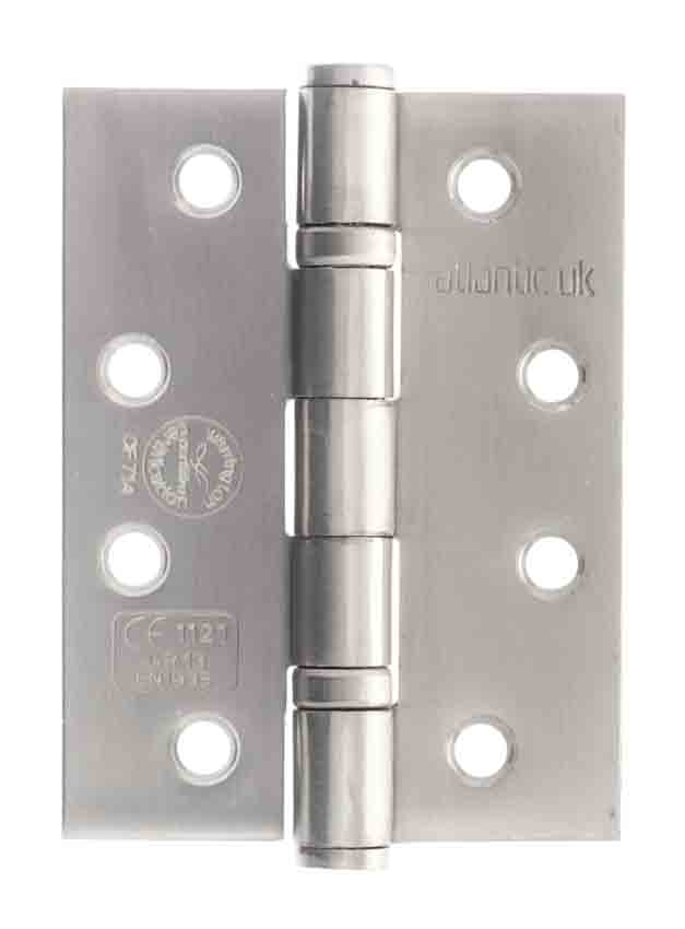 An image of Brushed Stainless Steel 4" FD30 Rated Butt Hinge Pair
