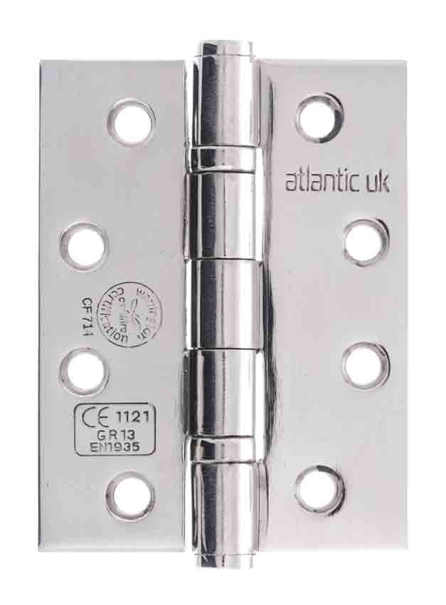 An image of 4 inch FD30 Rated Butt Hinge - Polished Stainless Steel
