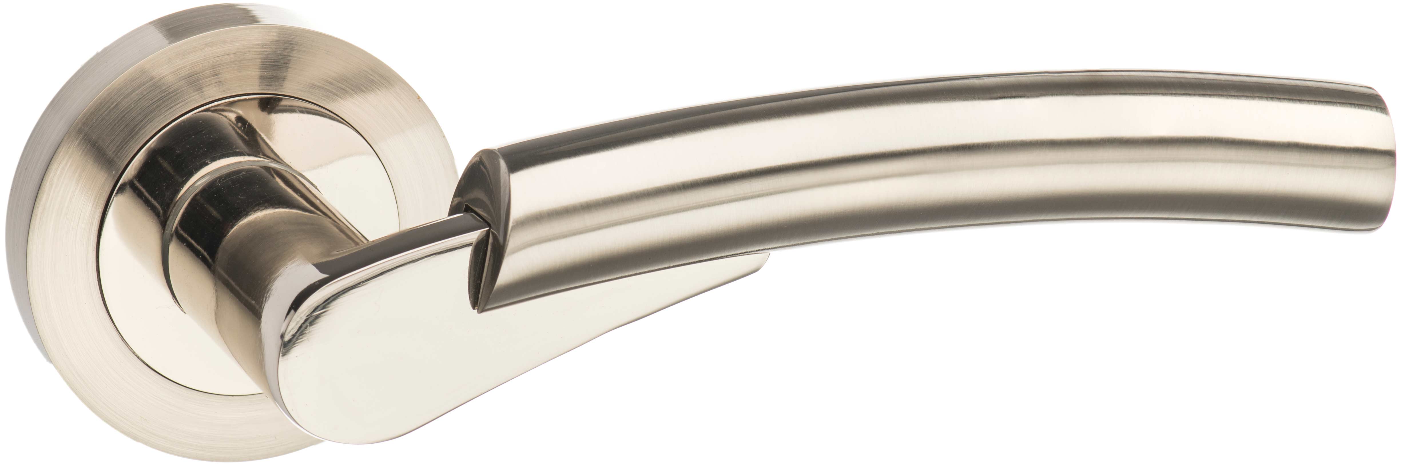 An image of Messina Lever On Round Rose - Satin Nickel / Polished Nickel
